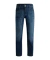Hugo Boss Regular-fit Jeans In Dark-blue Stonewashed Denim In Blue
