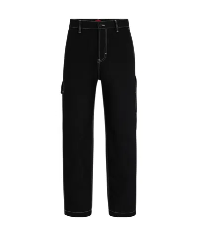 Hugo Boss Belt Ring Casual Pants In Black