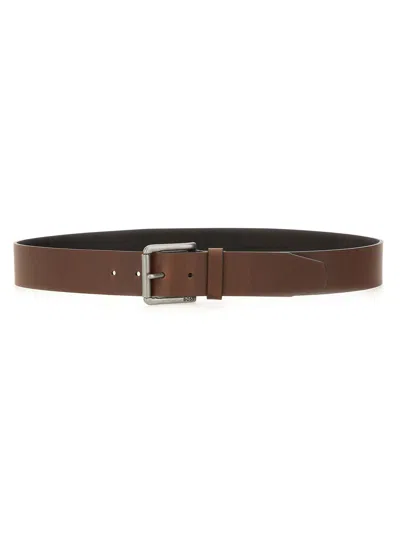 Hugo Boss Boss Men Belt With Buckle In Brown