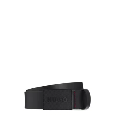 Hugo Boss Belt With Plaque Buckle In Black