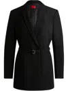 Hugo Boss Belted Blazer In 黑色