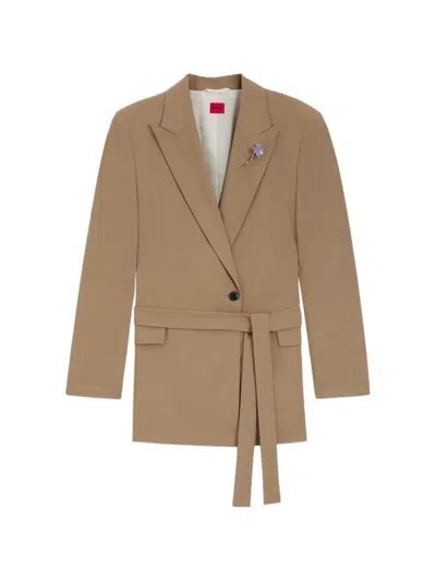 Hugo Boss Belted Blazer In Brown