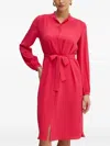 Hugo Boss Belted Buttoned Midi Dress In Pink