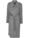 Hugo Boss Belted Coat In Grey
