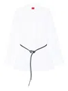Hugo Boss Slim-fit Long-length Blouse With Faux-leather Belt In White