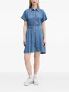 Hugo Boss Belted Denim Shirt Mini Dress In Blue