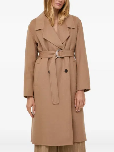 Hugo Boss Belted Double-breasted Coat In Neutral