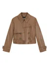 Hugo Boss Boss Satela Double Breasted Leather Jacket In Brown