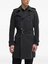 Hugo Boss Belted Double-breasted Trench Coat In Black