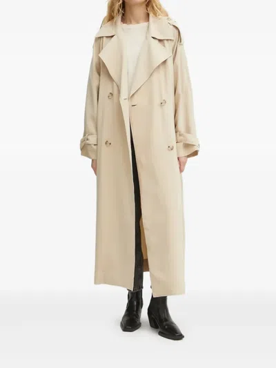 Hugo Boss Belted Double-breasted Trench Coat In Neutral