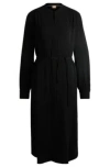 Hugo Boss Boss Dibanora Belted Long Sleeve Shirtdress In Black