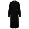 Hugo Boss Belted Shirt Dress With Collarless Styling And Button Cuffs In Black