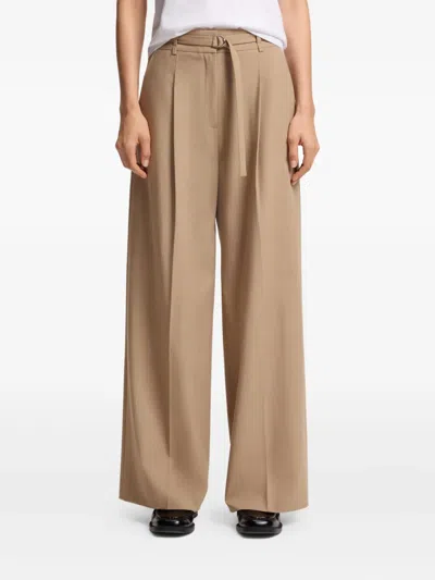 Hugo Boss Belted-fastening Trousers In Brown