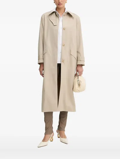 Hugo Boss Belted High-neck Coat In Neutral