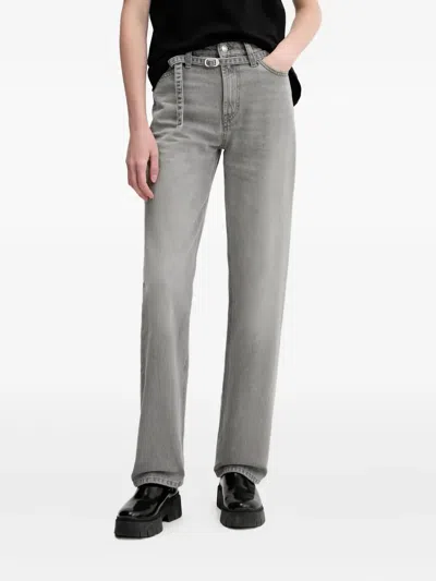 Hugo Boss Belted Jeans In Gray