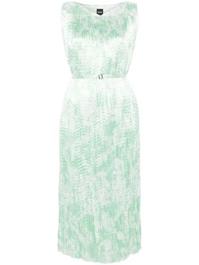 HUGO BOSS BELTED MIDI DRESS
