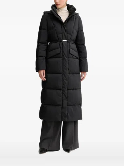 Hugo Boss Belted Puffer Jacket In Black