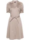 HUGO BOSS BELTED SATIN MIDI DRESS