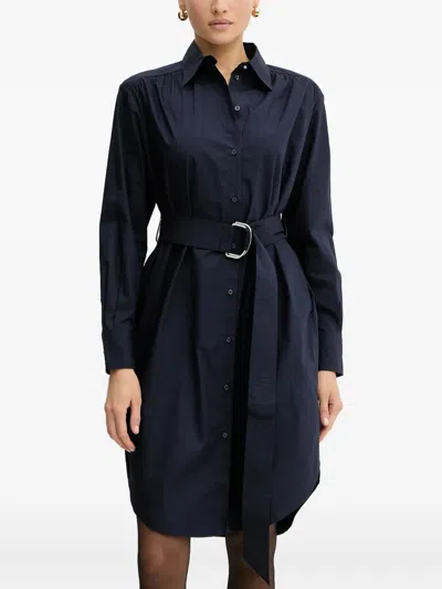 Hugo Boss Belted Shirt Dress In Black