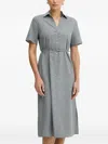 Hugo Boss Belted Shirt Dress In Gray