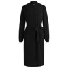 Hugo Boss Belted Shirt Dress In Crepe Georgette With Stand Collar In Black