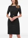 Hugo Boss Belted Short-sleeve Dress In Black