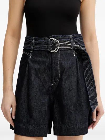 Hugo Boss Belted Shorts In Blue