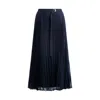 Hugo Boss Boss Vapliso Pleated Jacquard Midi Skirt In Blue