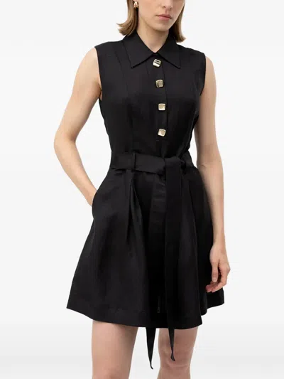 Hugo Boss Belted Sleeveless Mini Dress In Black