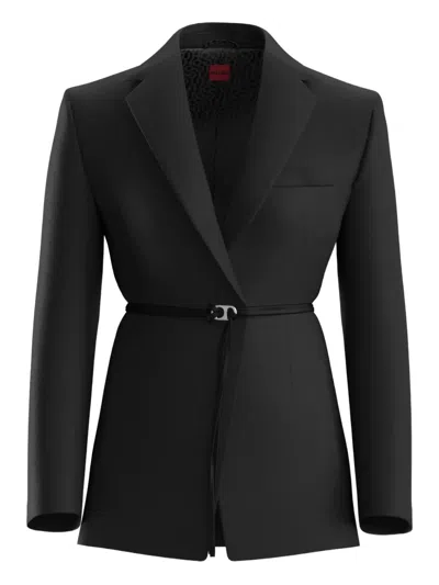 Hugo Boss Belted Tailored Blazer In Black