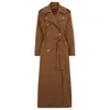 Hugo Boss Belted Trench Coat With Hardware Trims In Brown