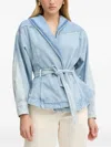 Hugo Boss Peplum-hem Jacket In Blue Rigid Denim With Belt In Blue