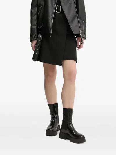 Hugo Boss Belted Wrap-front Mini Skirt In Black