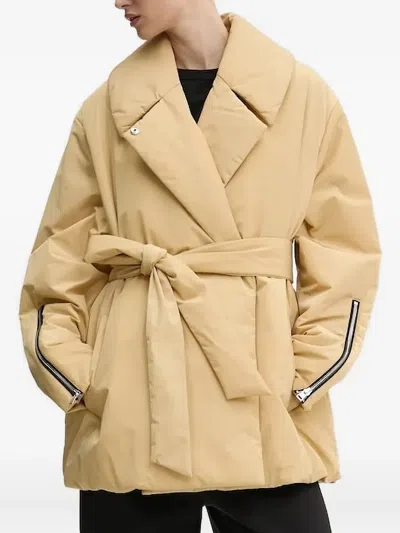 Hugo Boss Belted Zip-cuff Coat In Neutral