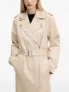Hugo Boss Belted Zip-front Coat In Neutral