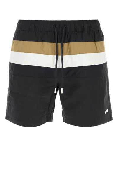 Hugo Boss Bermuda Mare In Nylon Nero In Multi