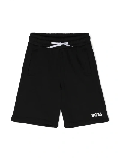 Hugo Boss Bermuda Regular Fit In Pile Con Logo Stampato In Black