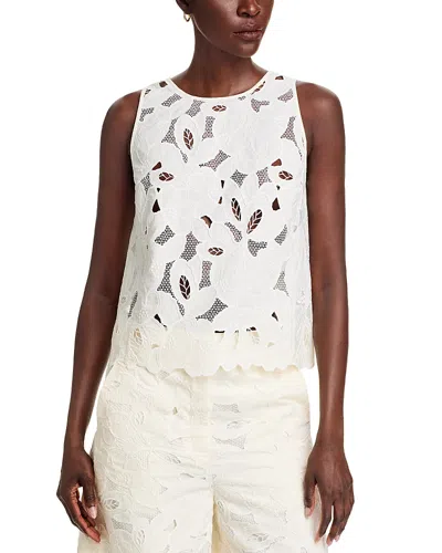 Hugo Boss Berodi Broderie Anglaise Sleeveless Lace Top In White