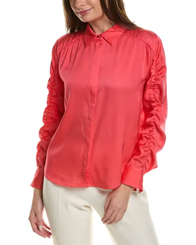 Hugo Boss Berwa Silk-blend Top In Pink