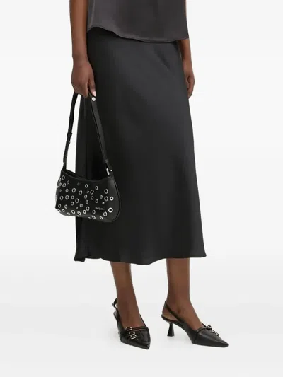 Hugo Boss Bias-cut Satin Skirt In Black