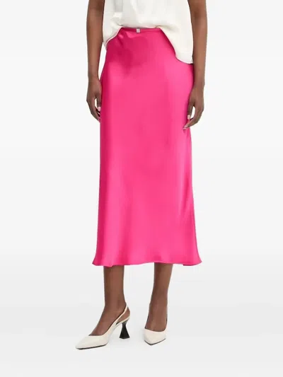 Hugo Boss Bias-cut Satin Skirt In Pink