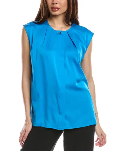Hugo Boss Bielli Silk-blend Blouse In Blue