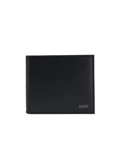 Hugo Boss Bi-fold Leather Wallet In Black
