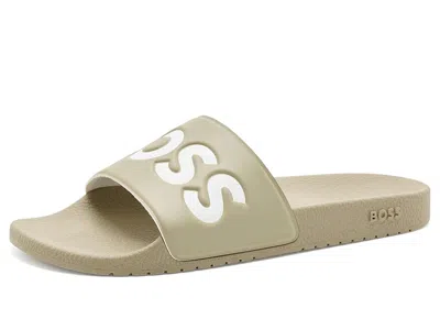 Hugo Boss Big Logo Slide Sandals Men's Sandals Sandstorm: Eu 42 (us Men's 9) D - Medium In Multi