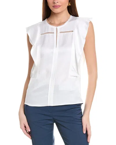 Hugo Boss Bileina Linen-blend Blouse In White