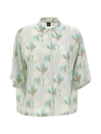 Hugo Boss Bimina Floral Shirt In Blue