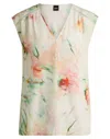 Hugo Boss Binadi Pure Silk Watercolour Blouse In White
