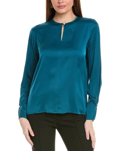 Hugo Boss Binalea Silk-blend Blouse In Blue