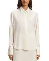 Hugo Boss Binalia Silk Concealed Button Blouse In White