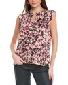 Hugo Boss Boss Binalli Floral Ruffle Sleeveless Top In Pink